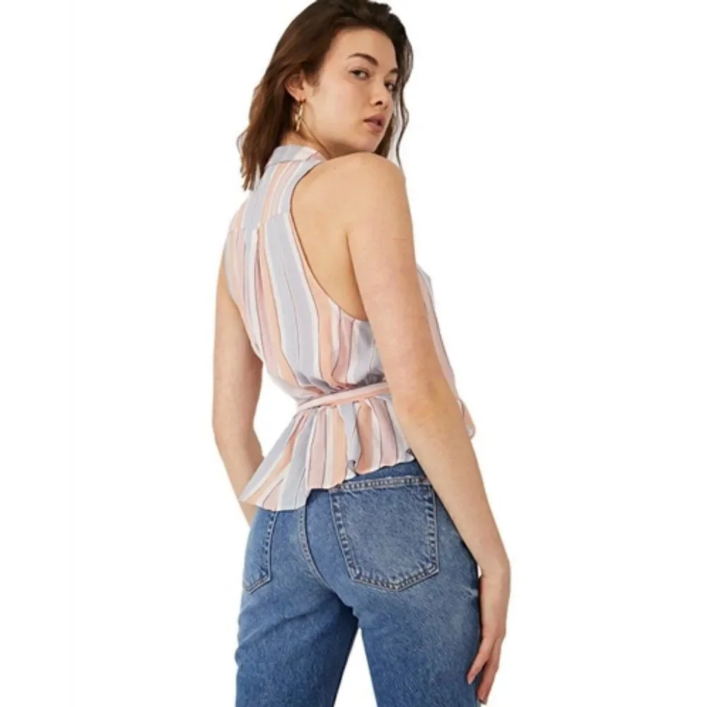 Free People Mackenzie Wrap Top in Ivory Combo